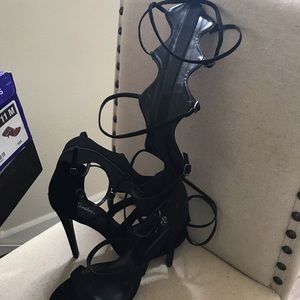 Black Paprika knee high, high heel sandal